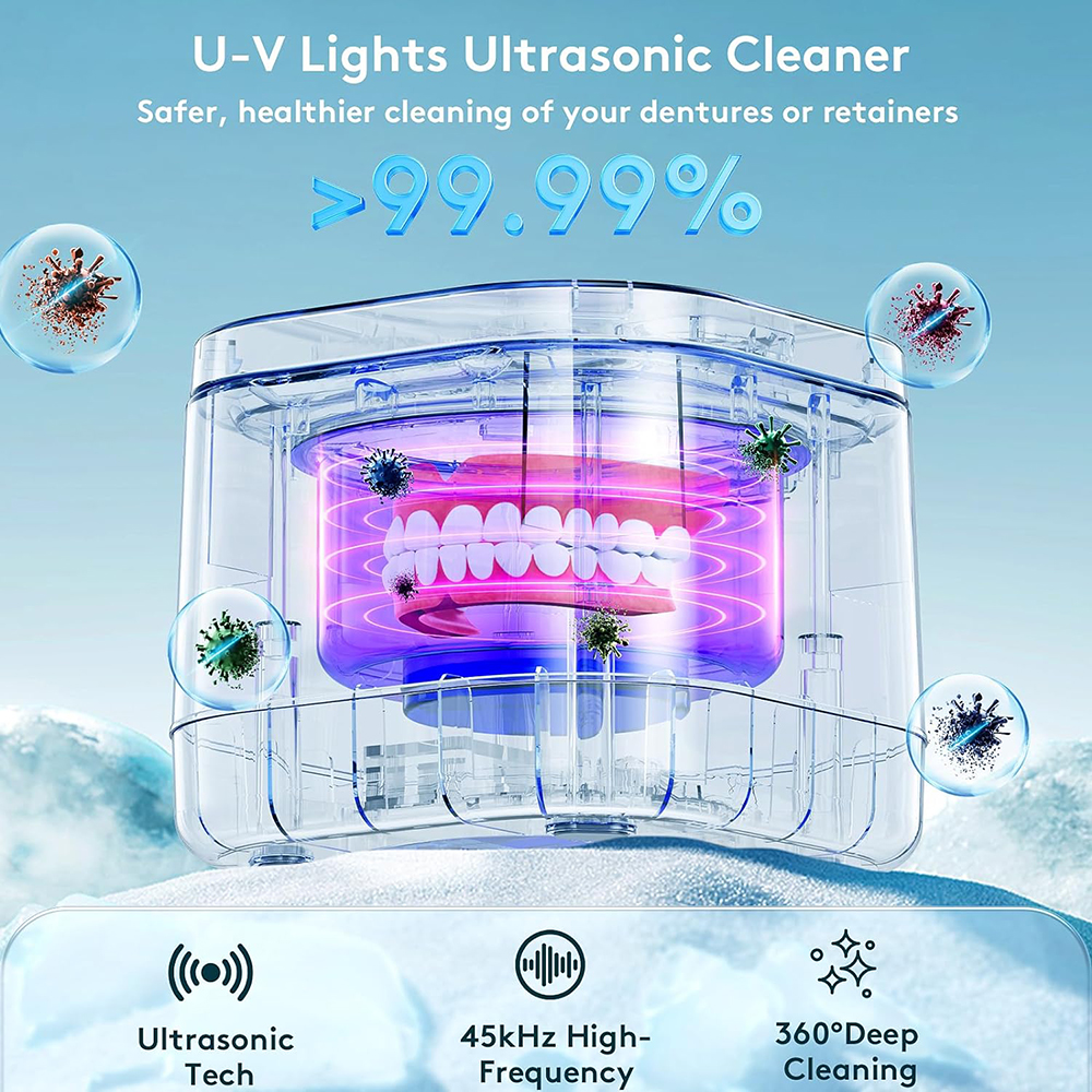 čistič na zubní protézy U-V 99,99% čištění světlem