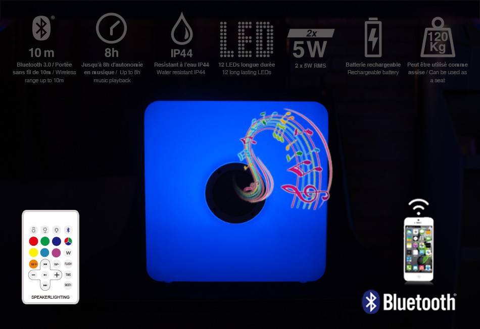 bluetooth svítící led zahradní reproduktor