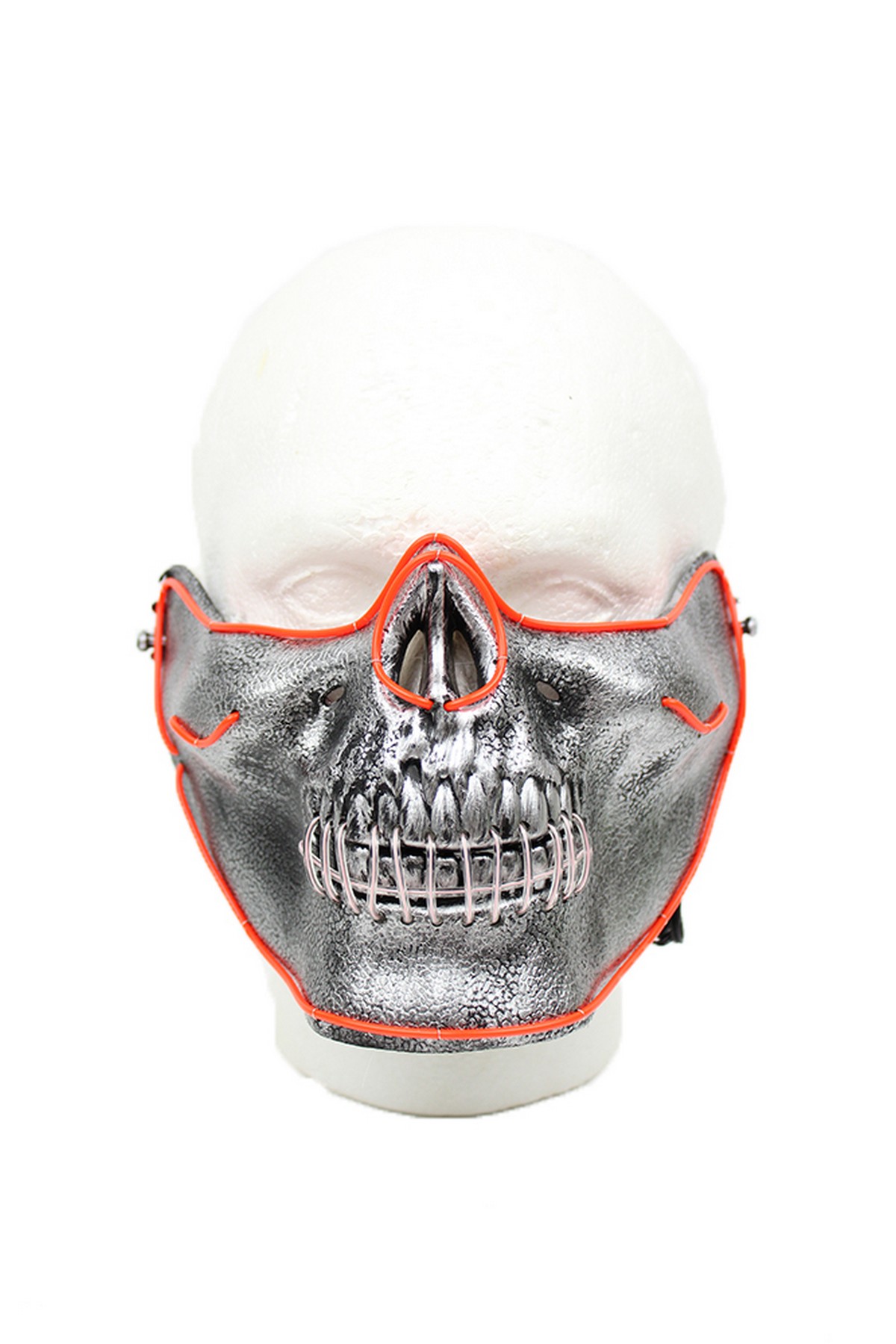 Maska na obličej svítící Skull LED - červená lebka.