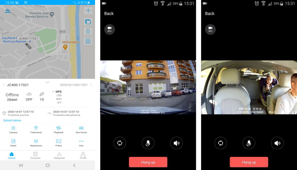app profio x5 kamera do auta s GPS a live přenosem
