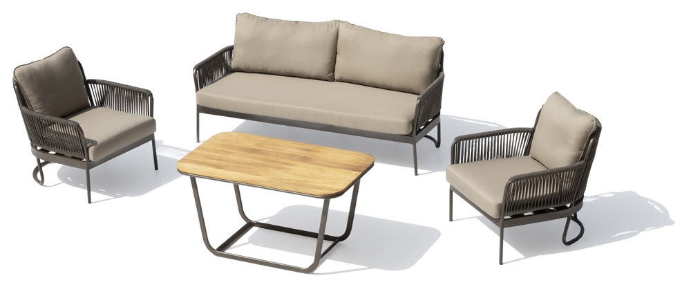 Zahradní sedačky luxusní - Moderní sada pro 5 osob + vysoký konferenční stolek