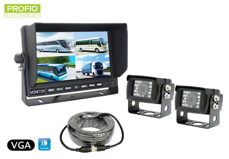 VGA Parkovací set 7 "LCD monitor + 2x voděodolná kamera s úhlem 150 °