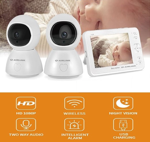 Baby monitory - video SET - 5 "LCD + 2x 1080p PTZ IP kamera s IR LED a obousměrnou komunikací