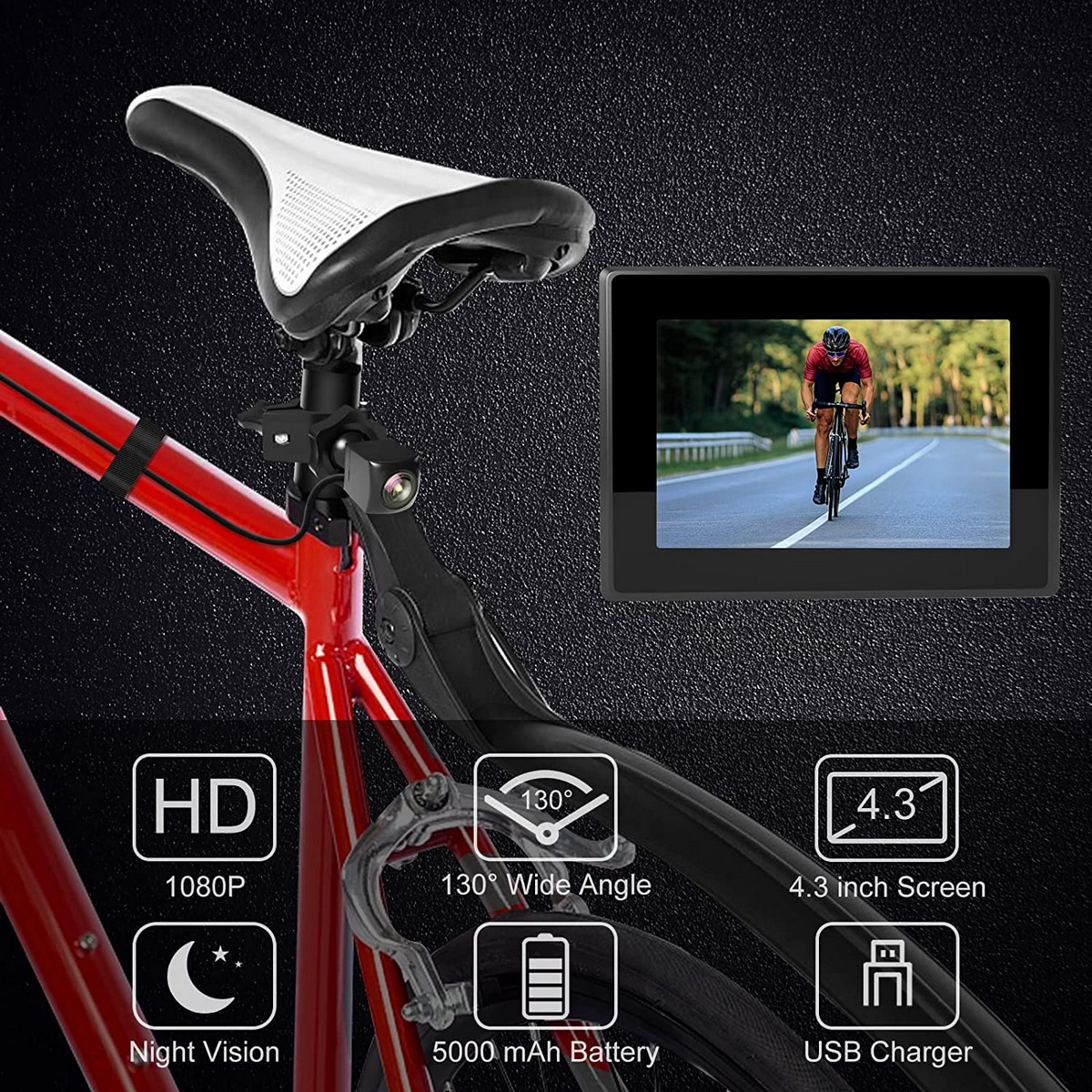 Kamera na kolo - bezpečnostní SET pro vidění vzadu - 4,3" Monitor + FULL HD Kamera