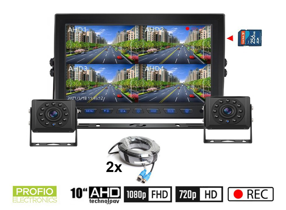 Couvací kamery AHD set s nahráváním na SD kartu - 2x HD kamera s 11 IR LED + 1x Hybridní 10 