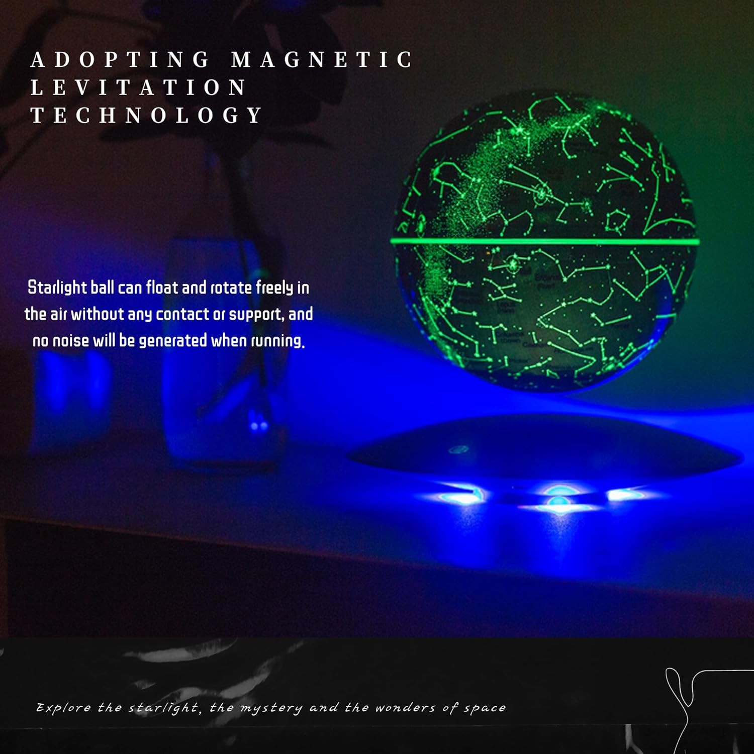 levitační technologie - vznášející se koule lampa na stol