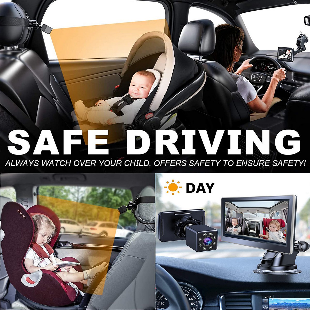 sledování děti v autě IR kamera set monitor