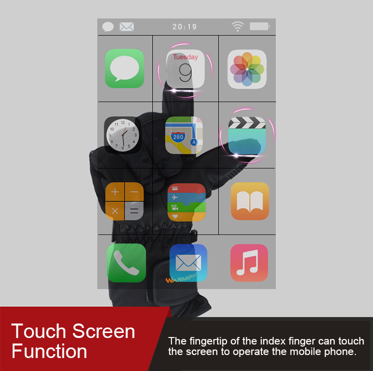 zimní rukavice s touch screen dotykovým povrchem prstů pro chytré telefony