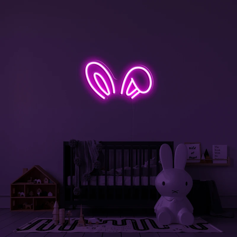 3D svítící neon logo na zeď zajíc uši