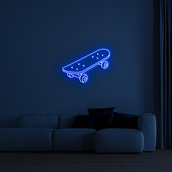 3D svítící LED neon napis na zeď - skateboard