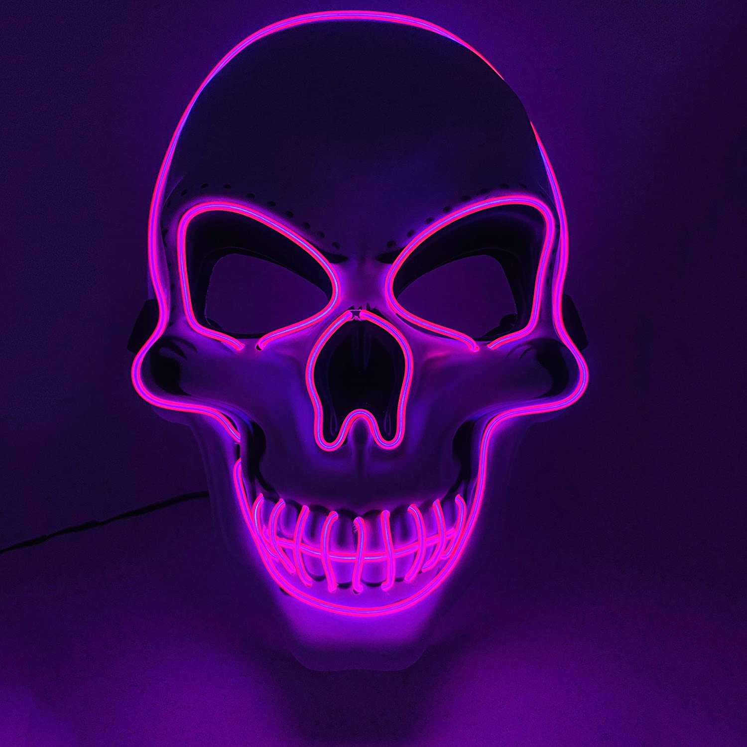 LED kukla na obličej SKULL - fialová
