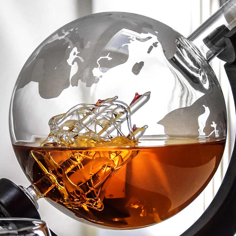 globus dekanter set na drinky whiskey rum burbon