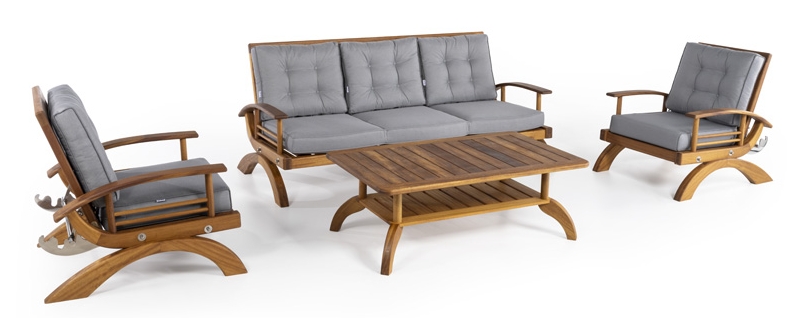 Dřevěný nábytek zahradní - luxusní dřevěné sedačky souprava pro 5 osob + konferenční stolek