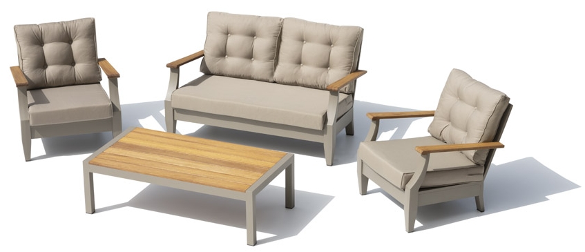Terasové sezení do zahrady luxusny moderny - gauč s křesly pro 4 osoby + stolek