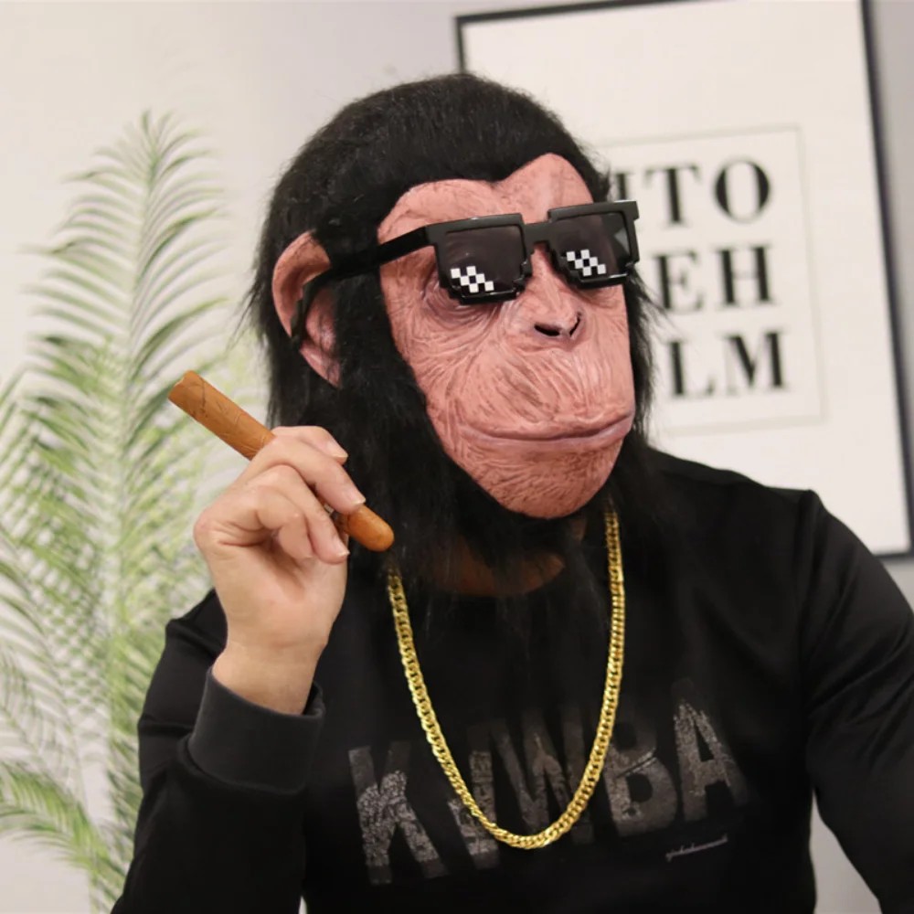 Opice šimpanz silikonová maska ​​na obličej