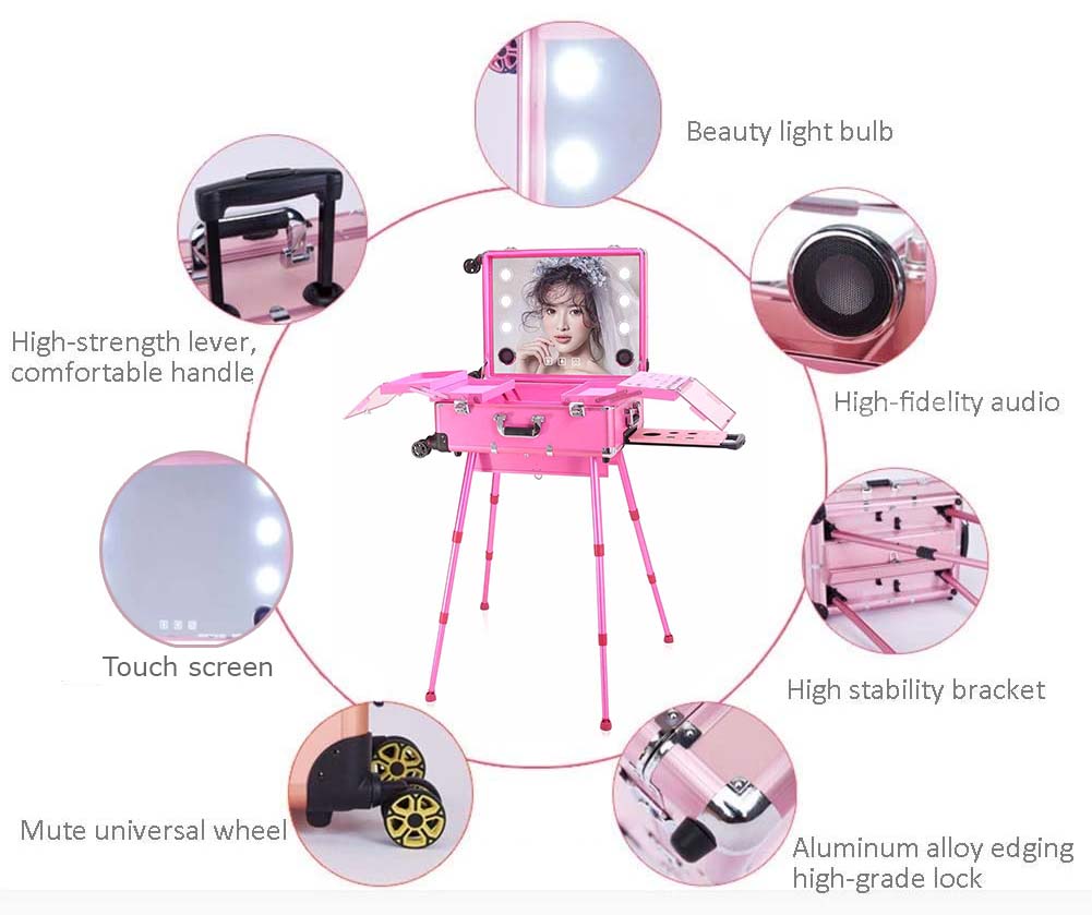 přenosný kosmetický kufr multifunkční s led a bluetooth