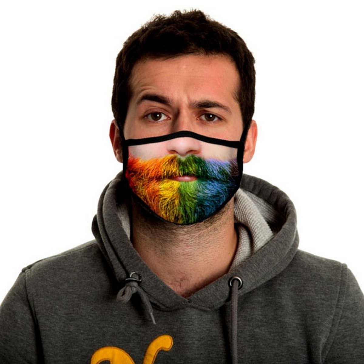 Vtipné masky na obličej 3D potisk - BAREVNÉ vousy