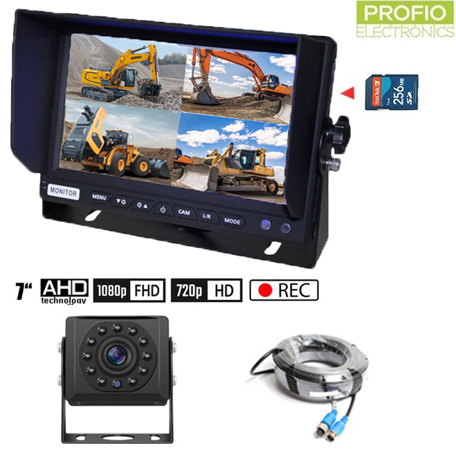 Parkovací kamera AHD set s nahráváním na SD kartu - 1x HD kamera + 1x Hybridní 7 