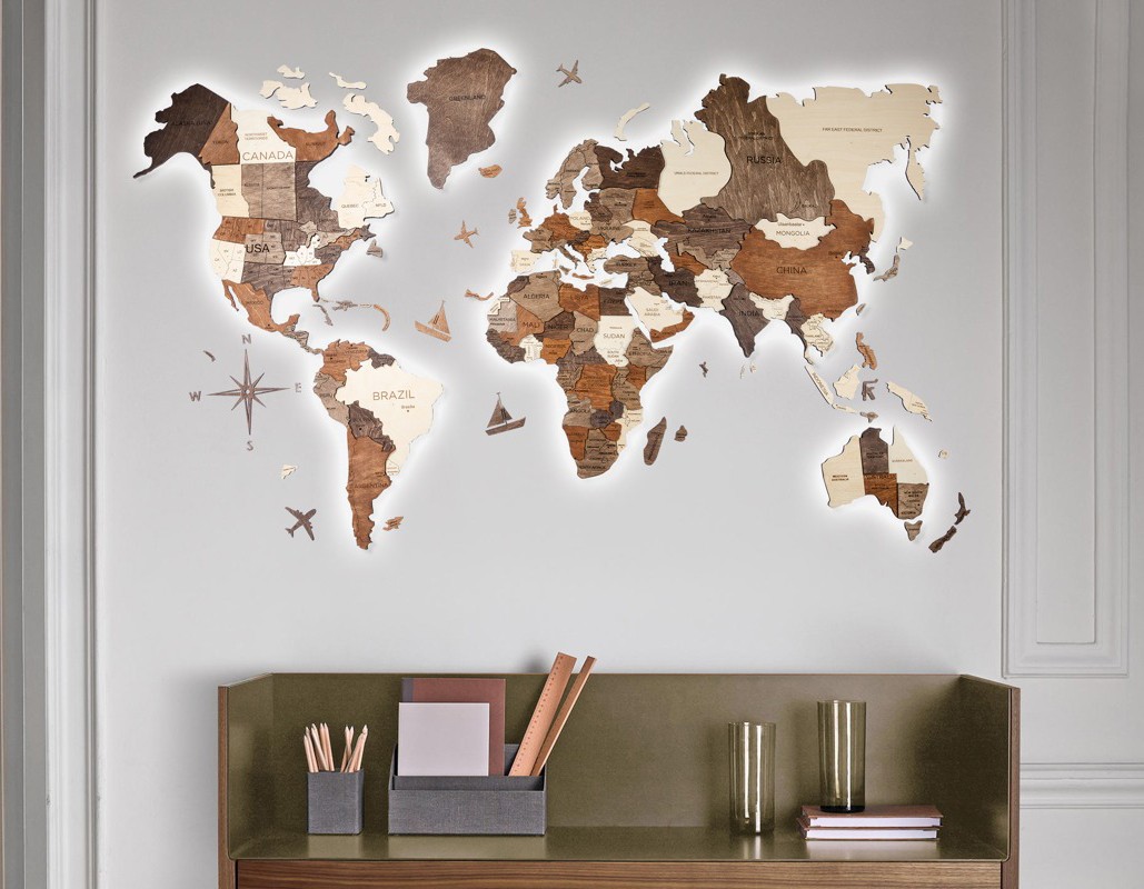 3D obraz na stěnu mapa světa