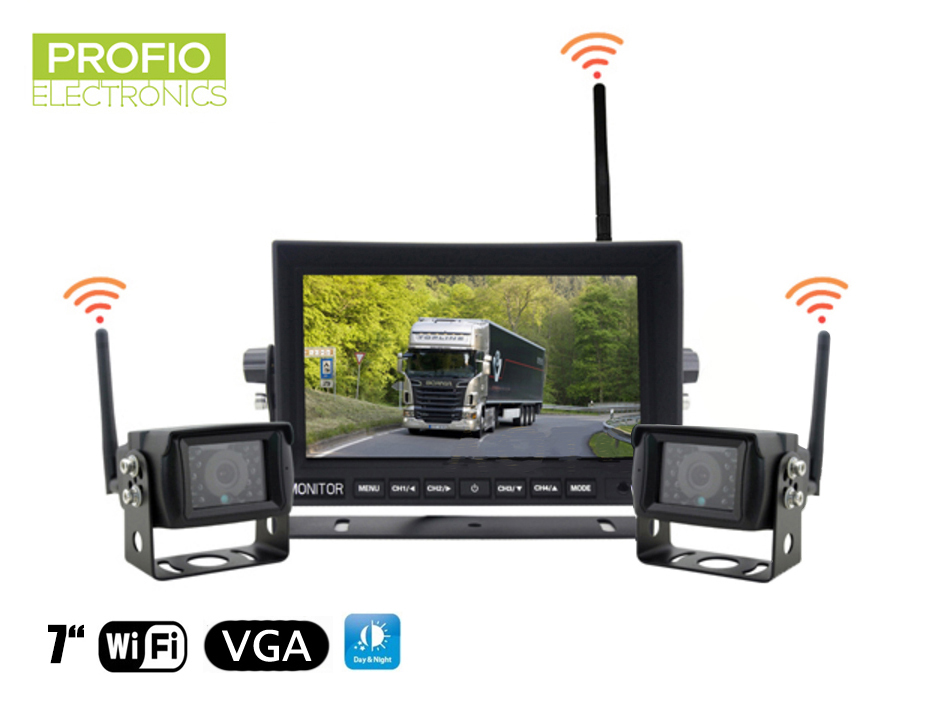 Couvací kamera auta Set - Wifi 7 "LED monitor + 2x WiFi kamera