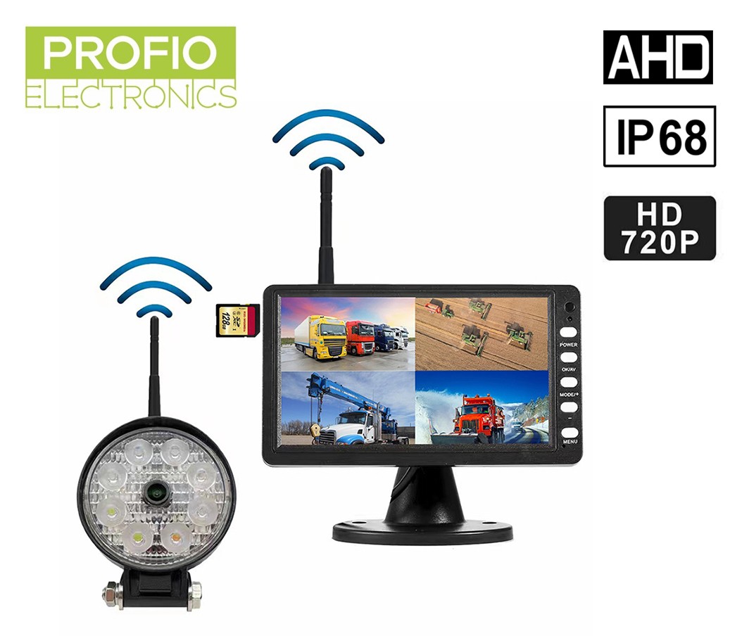 Pracovní SET - 7" digitální LCD monitor + WiFi kamera 120° s 720P AHD s 8x LED světlem + IP68