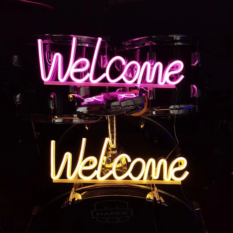 WELCOME- Svítící LED neonový nápis na zeď