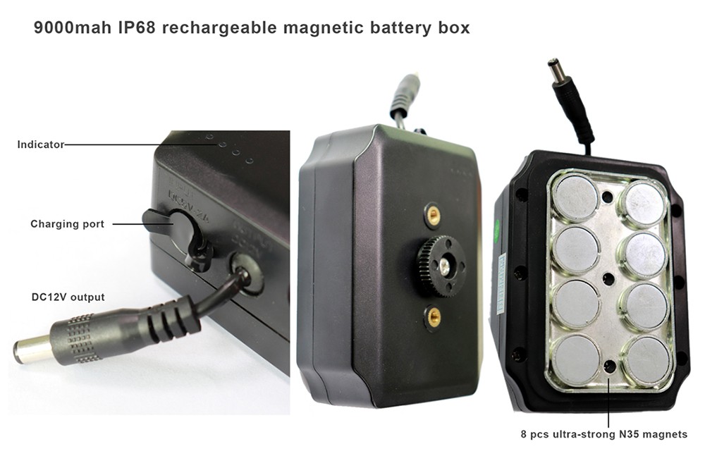 9000 mAh magnetická baterie napájení kamery na cuvání