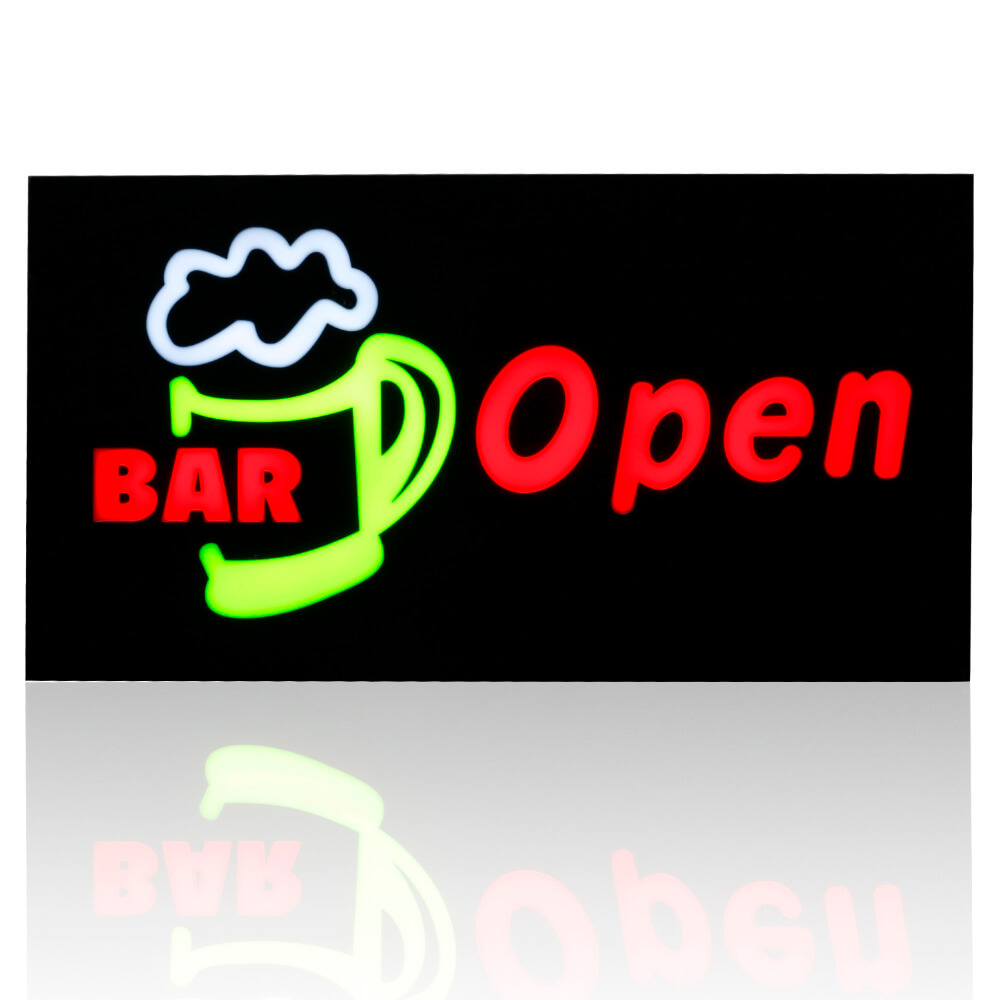 Reklamní LED panel s popisem "BAR Open" 43 cm x 23 cm