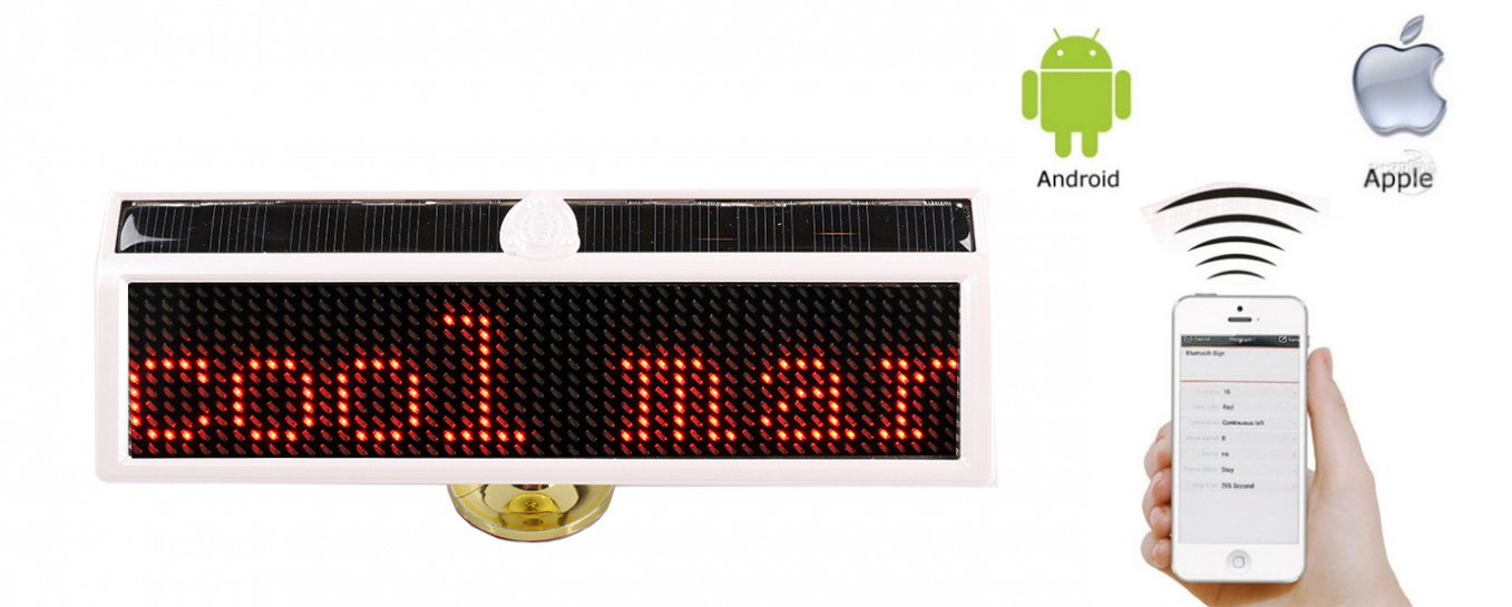 Solární programovatelný Auto LED displej 16x5cm + Bluetooth