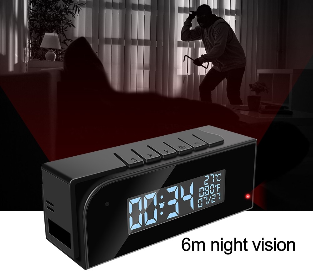spy kamera s nočním viděním alarm hodiny