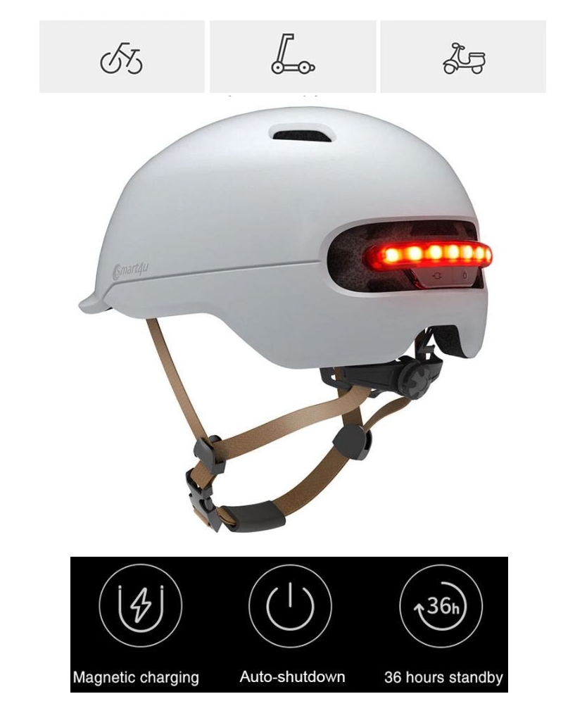 Smart přilba na kolo - automatické LED světlo + světlo brzdění