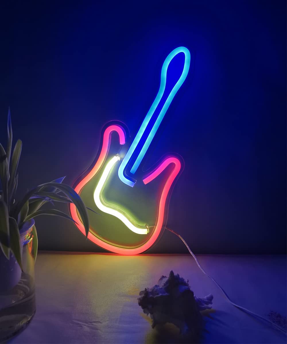 svítící kytara na stěnu led neon