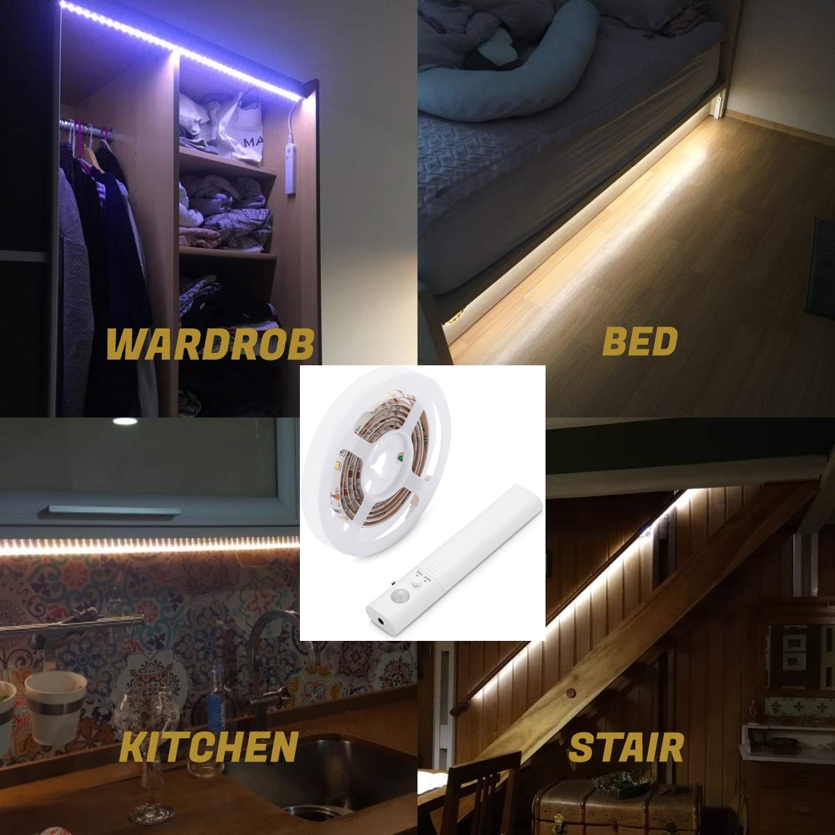 1/2/3/4/6M PIR Motion Sensor LED Strip light USB Chargeable LED Light lamp  Tape for Closets Stairs Bed Under Cabinet - AliExpress