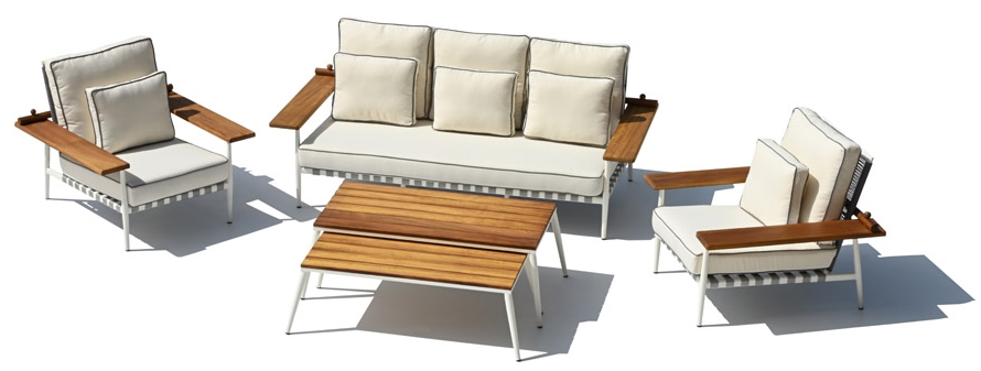Dřevěné zahradní sezení - Luxusní sedačky set pro 5 osob + konferenční stolek