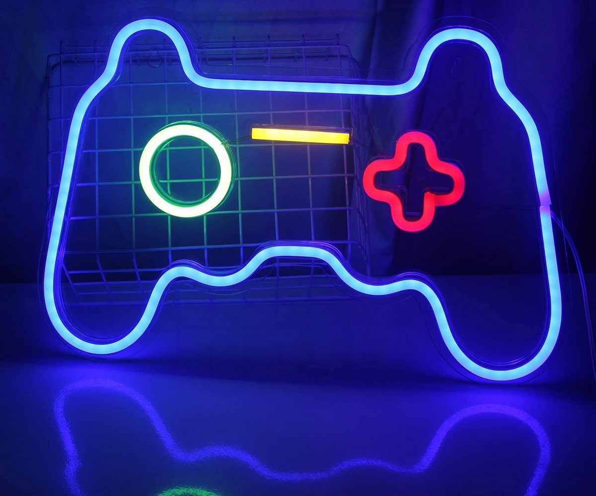 neonové led logo na stěnu gamepad game svítící