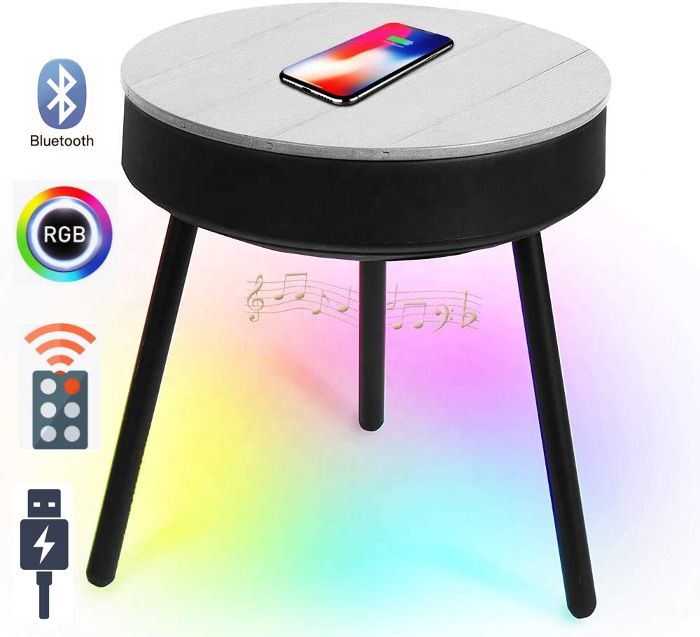 Bluetooth příruční stolek s REPRODUKTORY a 12x LED osvětlením (interier / exterier)