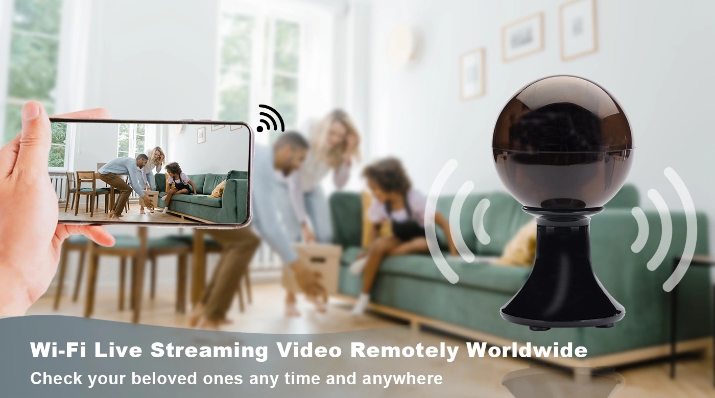 wifi live stream bezdrátová kamera bezpečnostní černá koule