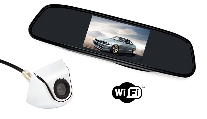 Couvací wifi set: Zpětné zrcátko s 4,3 "LCD + parkovací kamera