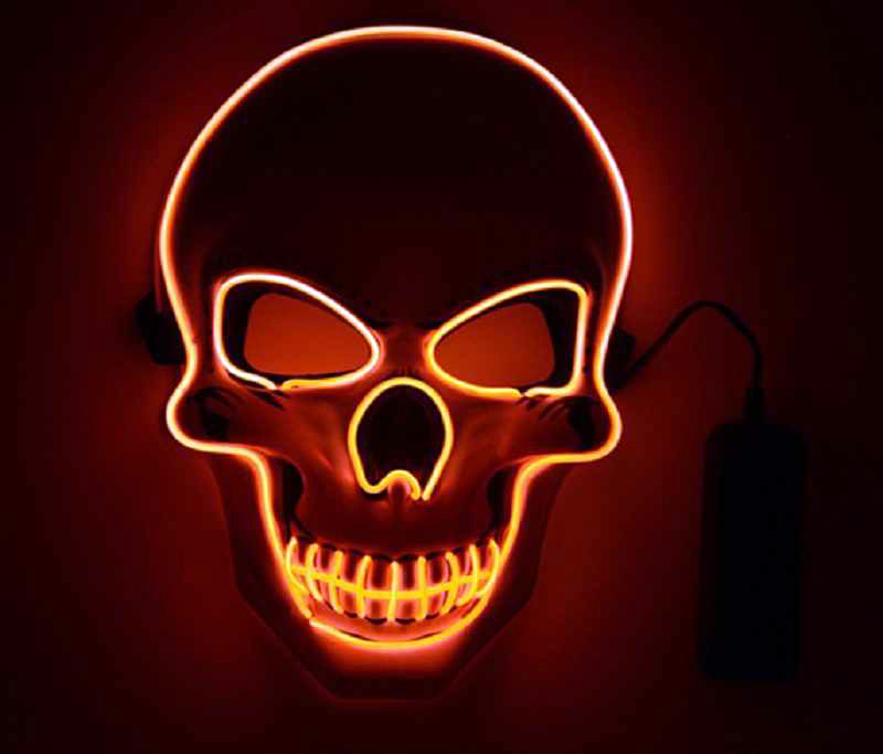 LED blikající maska na obličej SKULL - červená