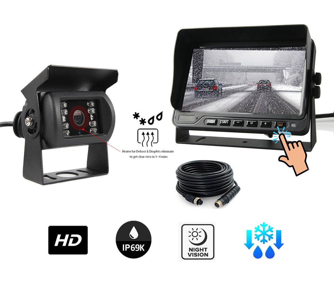 Kamerový set - zadní DEFROST auto HD kamera + 7" vodotěsný monitor
