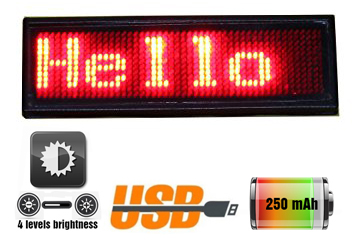 LED programovatelná jmenovka červená 9,3 cm x 3,0 cm