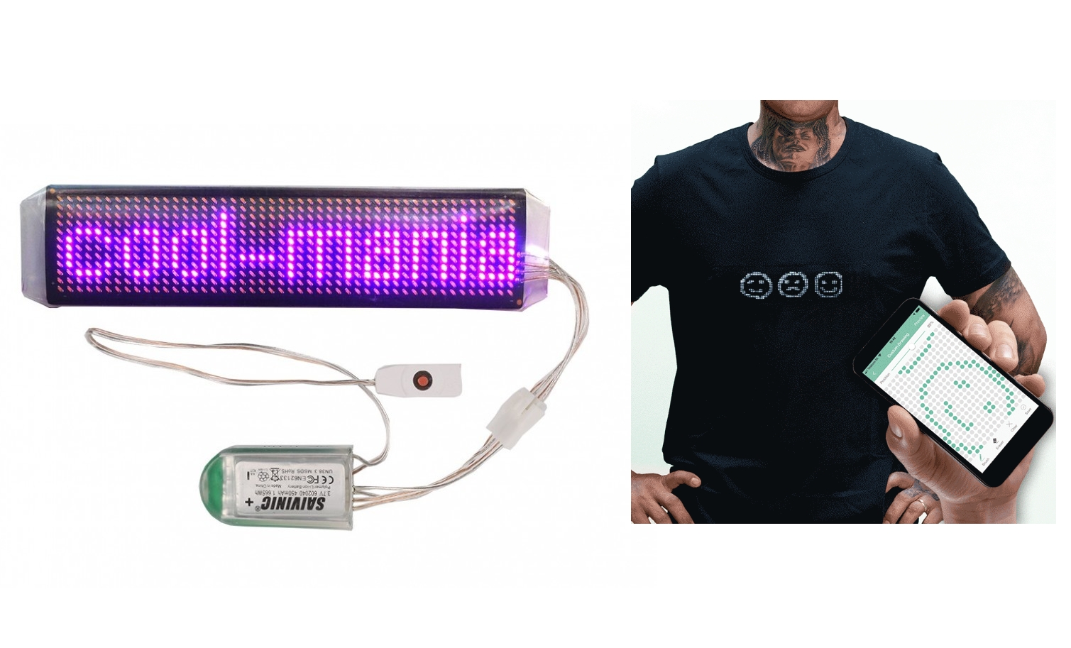 LED pás fialový ovládání přes app s bluetooth 3,5 x 15 cm