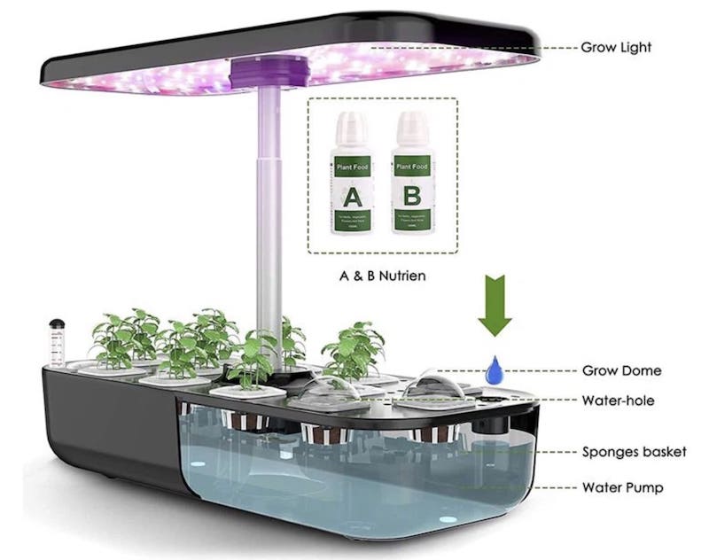 LED GROW lampa (hydroponie) pro pěstování rostlin - Kit s 12 kapslemi