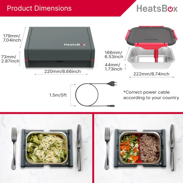 obědový box na jídlo elektricky vyhřívaný na jídlo heatsbox pro