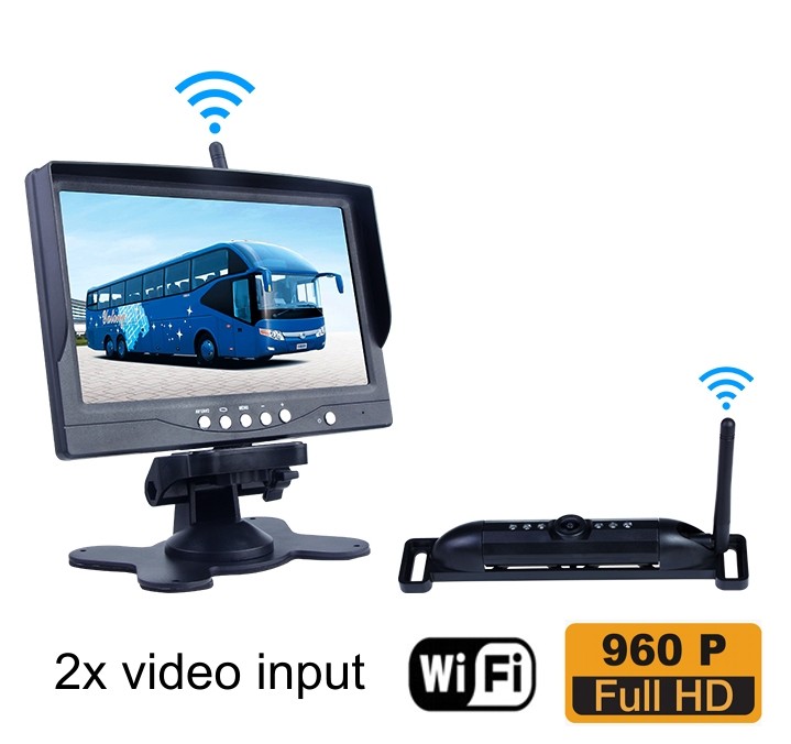 Wi-Fi kamerový set do auta - 7 "monitor + FULL HD couvací kamera s 5x IR LED pro noční vidění