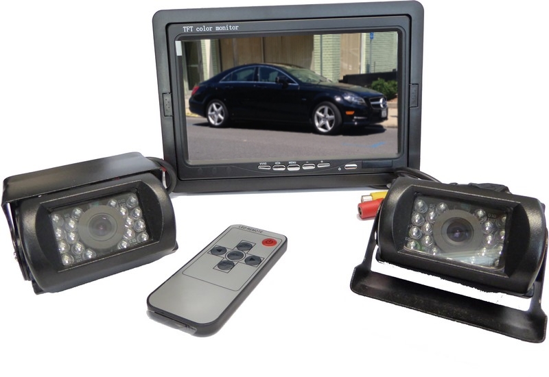 Parkovací systém s 2x IR LED zadní kamerou + 7" LCD
