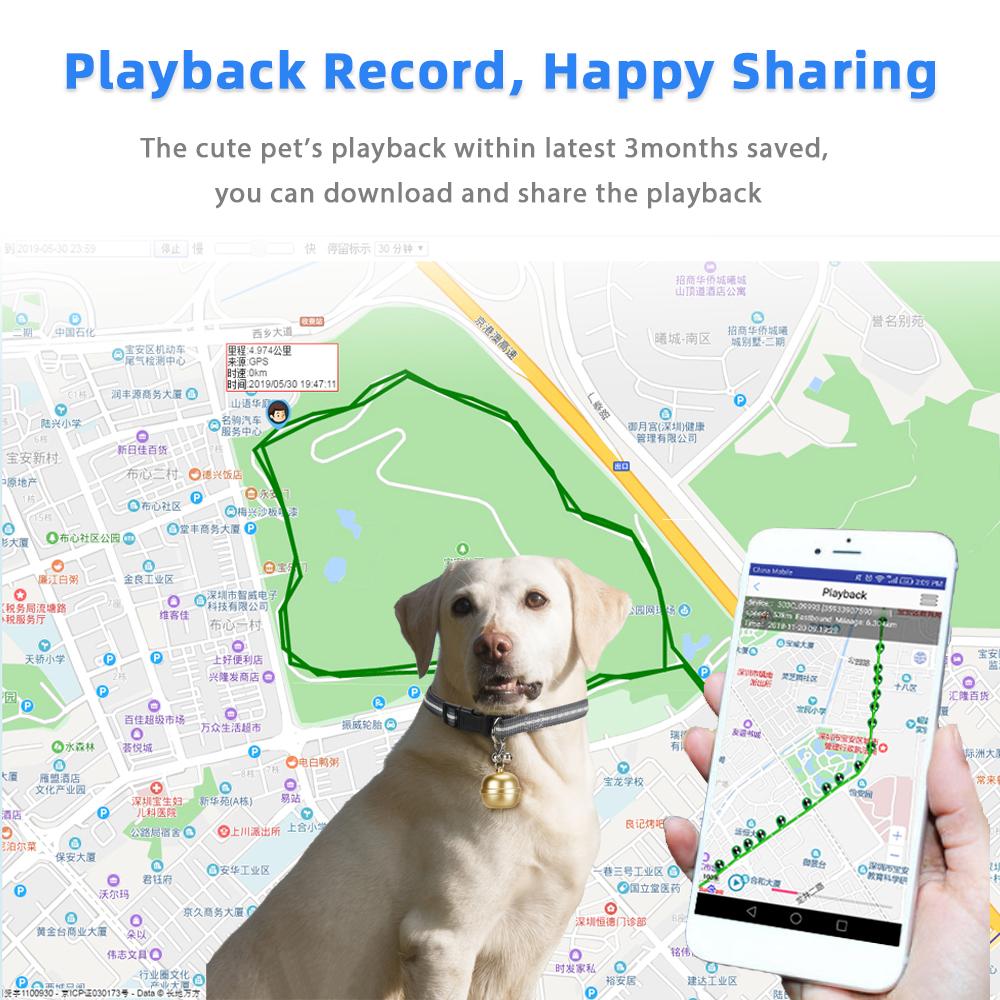 GPS tracker - zvonek pro psa či kočku, vodotěsný mini lokátor IP67 s APP a SMS, sledování v reálném čase, WiFi, LBS