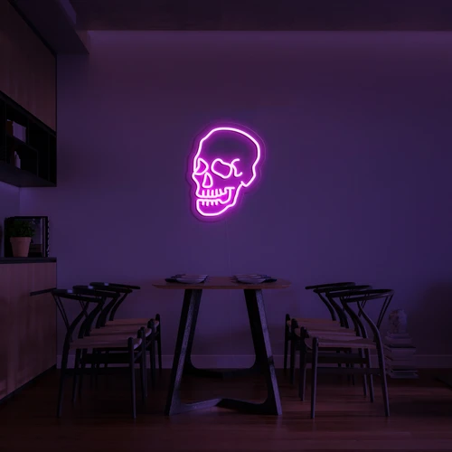 3D svítící neon logo na zeď lebka