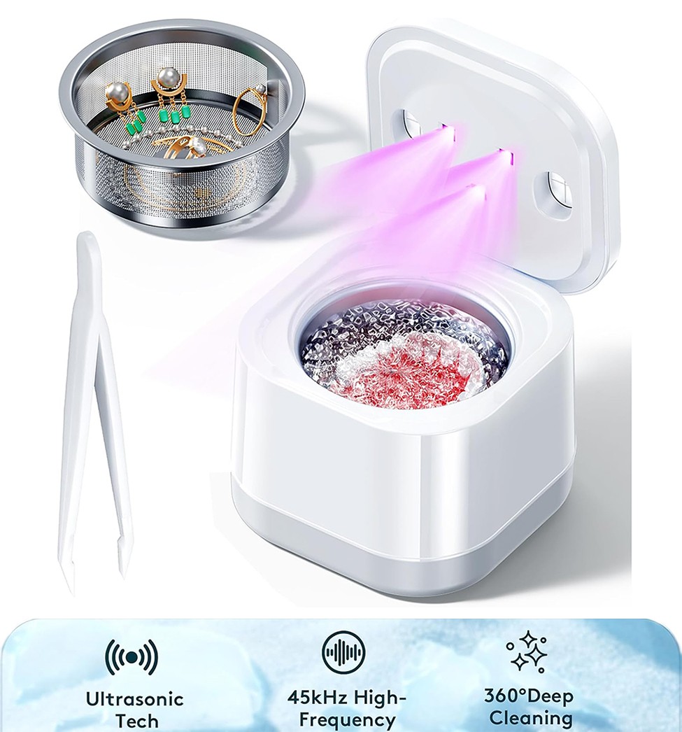 Čistič zubních protéz 45kHz ultrazvukový čistič U-V pro zubní protézy 360° hloubkové čištění