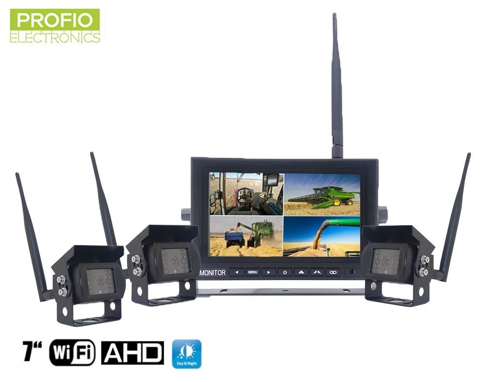 Couvací kamera s displejem bezdrátového AHD Wifi SET 1x 7 "AHD monitor + 3x HD kamera
